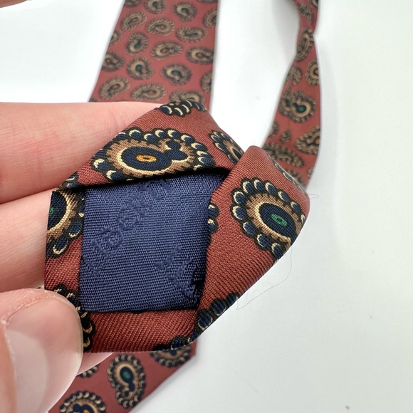 Liberty of London Rust Brown Bubble Paisley Tie - Picture 6 of 8